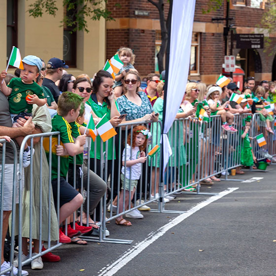 crowd-control-barriers-installed-on-the-road-for-st-patrick's-day-event-in-australia
